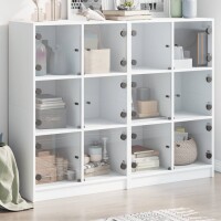 vidaXL B&uuml;cherregal mit T&uuml;ren Wei&szlig; 136x37x109 cm Holzwerkstoff