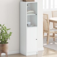 vidaXL Highboard mit Glastür Weiß 35x37x142 cm