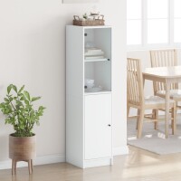 vidaXL Highboard mit Glast&uuml;r Wei&szlig; 35x37x142 cm