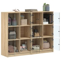 vidaXL B&uuml;cherregal mit T&uuml;ren Sonoma-Eiche 136x37x109 cm Holzwerkstoff