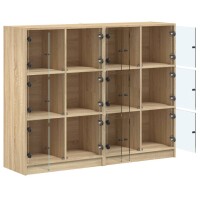 vidaXL B&uuml;cherregal mit T&uuml;ren Sonoma-Eiche 136x37x109 cm Holzwerkstoff