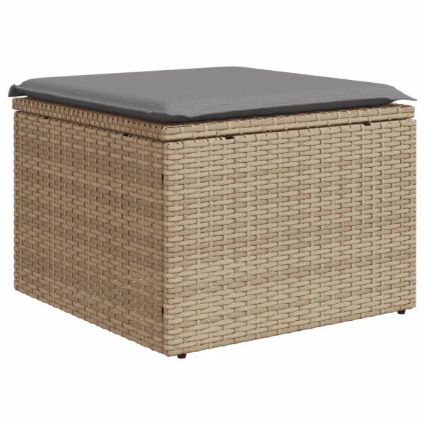 vidaXL Gartenhocker mit Kissen Beige 55x55x37 cm Poly Rattan