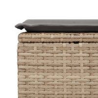 vidaXL Gartenhocker mit Kissen Beige 55x55x37 cm Poly Rattan