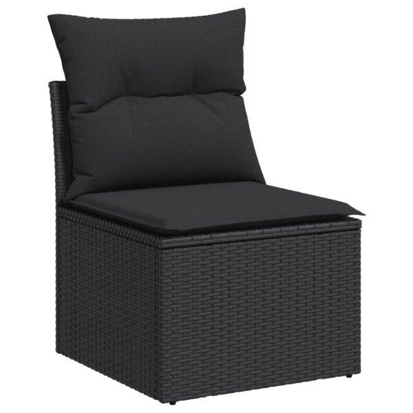 vidaXL Gartensofa ohne Armlehnen mit Kissen Schwarz Poly Rattan