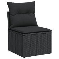 vidaXL Gartensofa ohne Armlehnen mit Kissen Schwarz Poly...