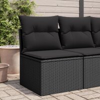 vidaXL Gartensofa ohne Armlehnen mit Kissen Schwarz Poly...