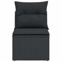 vidaXL Gartensofa ohne Armlehnen mit Kissen Schwarz Poly Rattan