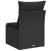 vidaXL Gartensofa ohne Armlehnen mit Kissen Schwarz Poly Rattan