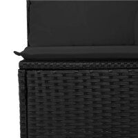 vidaXL Gartensofa ohne Armlehnen mit Kissen Schwarz Poly Rattan