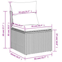 vidaXL Gartensofa ohne Armlehnen mit Kissen Schwarz Poly Rattan