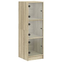 vidaXL Highboard mit Glastüren Sonoma-Eiche...