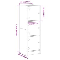 vidaXL Highboard mit Glast&uuml;ren Sonoma-Eiche 35x37x109 cm