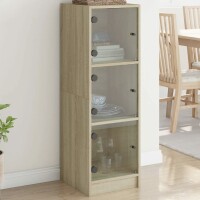 vidaXL Highboard mit Glastüren Sonoma-Eiche...