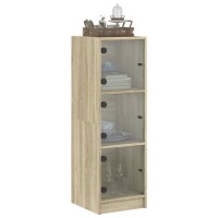 vidaXL Highboard mit Glast&uuml;ren Sonoma-Eiche 35x37x109 cm