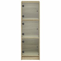 vidaXL Highboard mit Glast&uuml;ren Sonoma-Eiche 35x37x109 cm