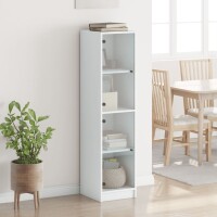 vidaXL Highboard mit Glast&uuml;ren Wei&szlig; 35x37x142 cm