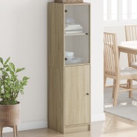 vidaXL Highboard mit Glastür Sonoma-Eiche 35x37x142 cm