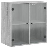 vidaXL Wandschrank mit Glast&uuml;ren Grau Sonoma 68x37x68,5 cm