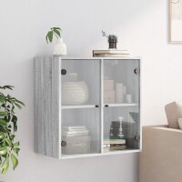 vidaXL Wandschrank mit Glast&uuml;ren Grau Sonoma 68x37x68,5 cm