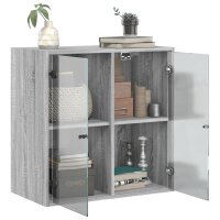 vidaXL Wandschrank mit Glast&uuml;ren Grau Sonoma 68x37x68,5 cm