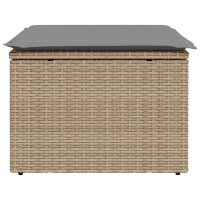 vidaXL Gartenhocker mit Kissen Beige 55x55x37 cm Poly Rattan