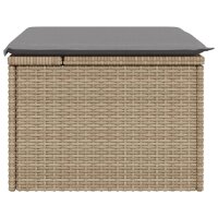 vidaXL Gartenhocker mit Kissen Beige 55x55x37 cm Poly Rattan