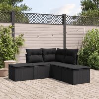 vidaXL 5-tlg. Garten-Sofagarnitur mit Kissen Schwarz Poly...