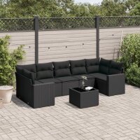 vidaXL 8-tlg. Garten-Sofagarnitur mit Kissen Schwarz Poly...