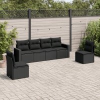 vidaXL 6-tlg. Garten-Sofagarnitur mit Kissen Schwarz Poly...