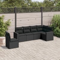 vidaXL 6-tlg. Garten-Sofagarnitur mit Kissen Schwarz Poly...