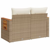 vidaXL Gartensofa mit Kissen 2-Sitzer Beige Poly Rattan