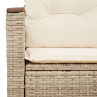 vidaXL Gartensofa mit Kissen 2-Sitzer Beige Poly Rattan