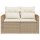 vidaXL Gartensofa mit Kissen 2-Sitzer Beige Poly Rattan