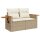 vidaXL Gartensofa mit Kissen 2-Sitzer Beige Poly Rattan