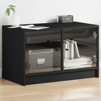 vidaXL TV-Schrank mit Glast&uuml;ren Schwarz 68x37x42 cm