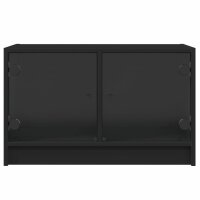 vidaXL TV-Schrank mit Glast&uuml;ren Schwarz 68x37x42 cm