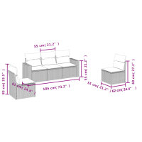 vidaXL 5-tlg. Garten-Sofagarnitur mit Kissen Schwarz Poly Rattan