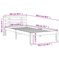 vidaXL Massivholzbett mit Kopfteil Wachsbraun 100x200 cm Kiefer