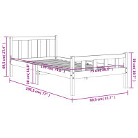 vidaXL Massivholzbett mit Kopfteil Wachsbraun 75x190 cm Kiefer