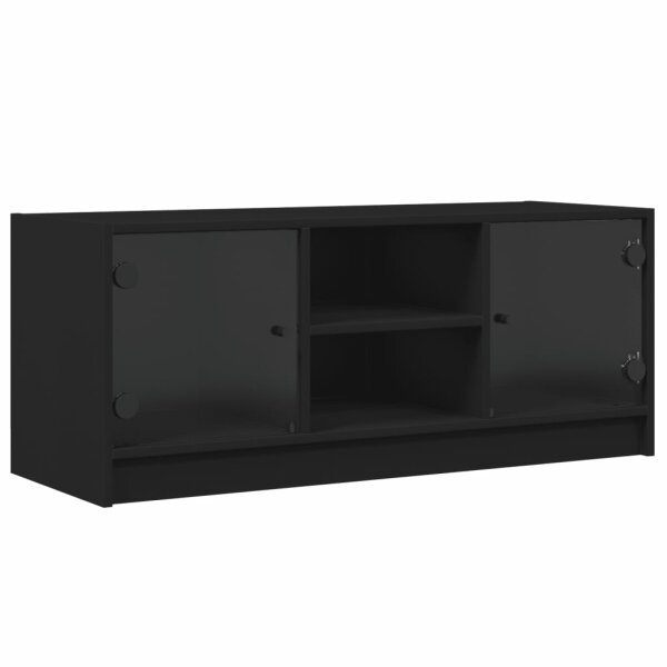 vidaXL TV-Schrank mit Glast&uuml;ren Schwarz 102x37x42 cm