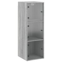 vidaXL Wandschrank mit Glast&uuml;ren Grau Sonoma 35x37x100 cm