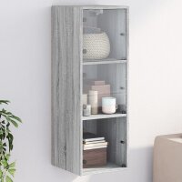 vidaXL Wandschrank mit Glast&uuml;ren Grau Sonoma 35x37x100 cm