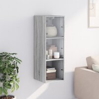 vidaXL Wandschrank mit Glast&uuml;ren Grau Sonoma 35x37x100 cm