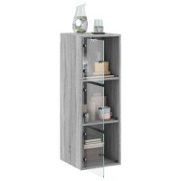 vidaXL Wandschrank mit Glast&uuml;ren Grau Sonoma 35x37x100 cm