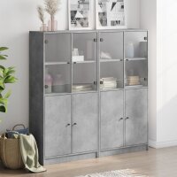 vidaXL B&uuml;cherschrank mit T&uuml;ren Betongrau 136x37x142 cm Holzwerkstoff