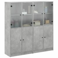 vidaXL B&uuml;cherschrank mit T&uuml;ren Betongrau 136x37x142 cm Holzwerkstoff