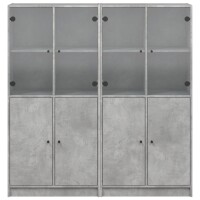 vidaXL B&uuml;cherschrank mit T&uuml;ren Betongrau 136x37x142 cm Holzwerkstoff