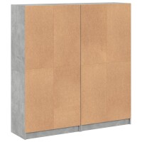 vidaXL B&uuml;cherschrank mit T&uuml;ren Betongrau 136x37x142 cm Holzwerkstoff