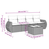 vidaXL 5-tlg. Garten-Sofagarnitur mit Kissen Schwarz Poly Rattan