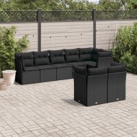 vidaXL 8-tlg. Garten-Sofagarnitur mit Kissen Schwarz Poly Rattan